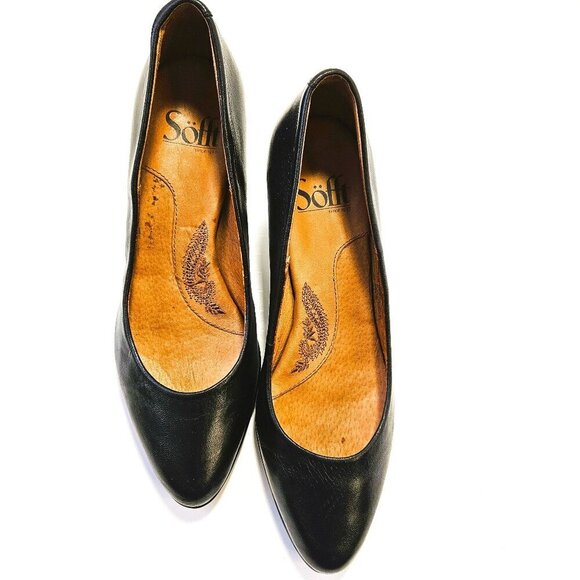 Sofft Shoes - Sofft Women Black 1.5" Heel Leather Comfort Pumps Size 6.5 M Casual Minimalist